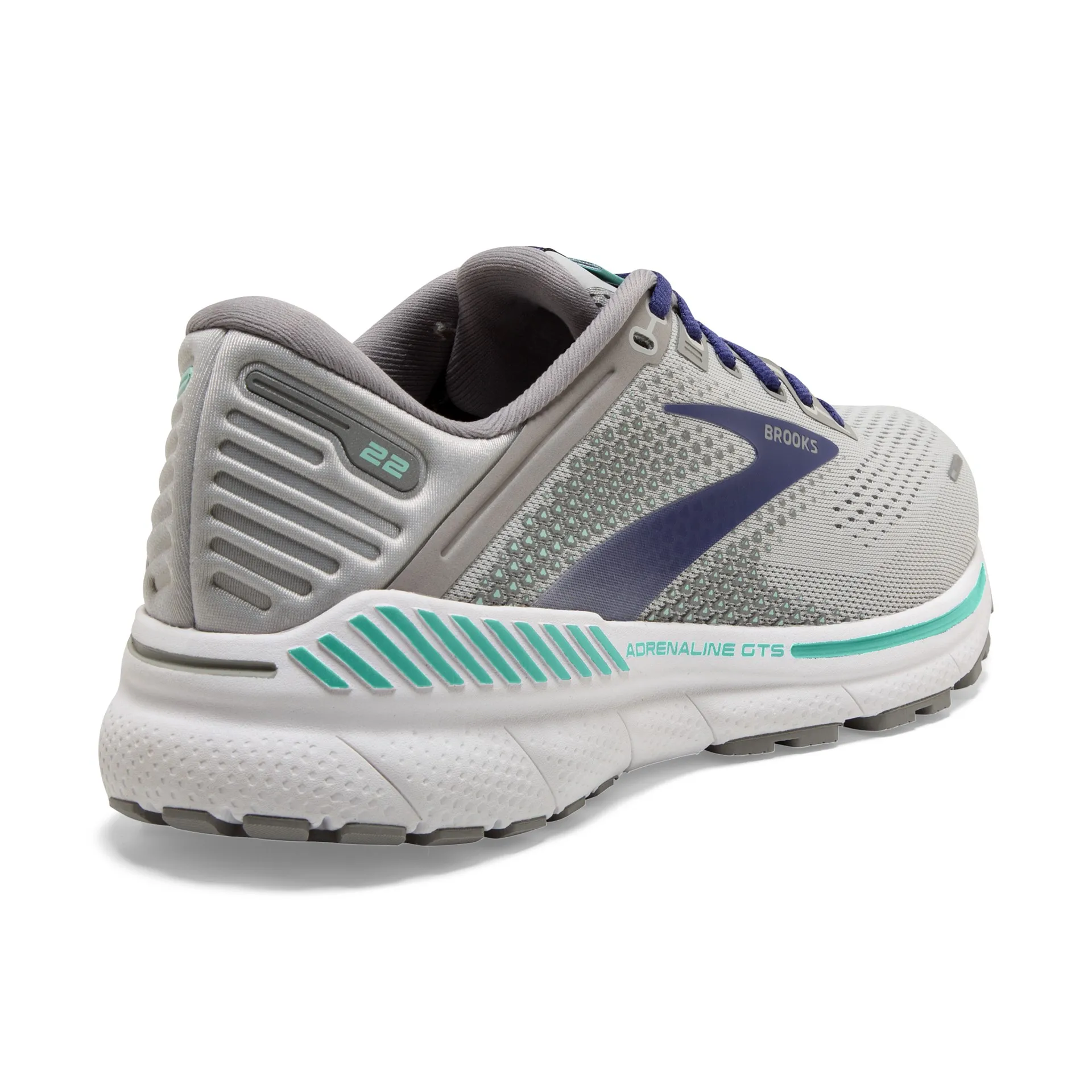 Brooks Womens Adrenaline 22 Support Running Shoe- Alloy/Blue/Green