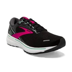 Brooks Womens Ghost 14 Lightweight Running Shoe- Black/Pink/Yucca