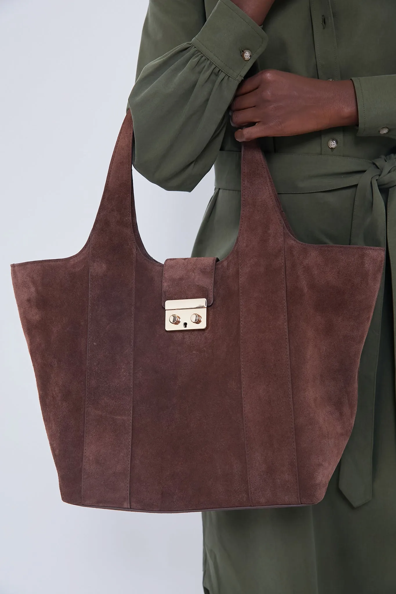 Brown Suede Large Market Tote