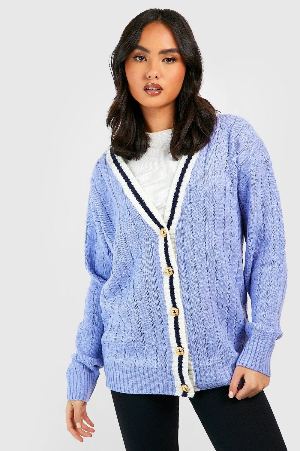 Cable Detail Boyfriend Cardigan