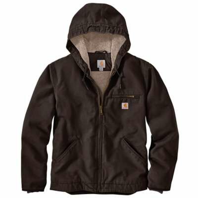 Carhartt Men's Sherpa Lined Hooded Jacket in Dark Brown