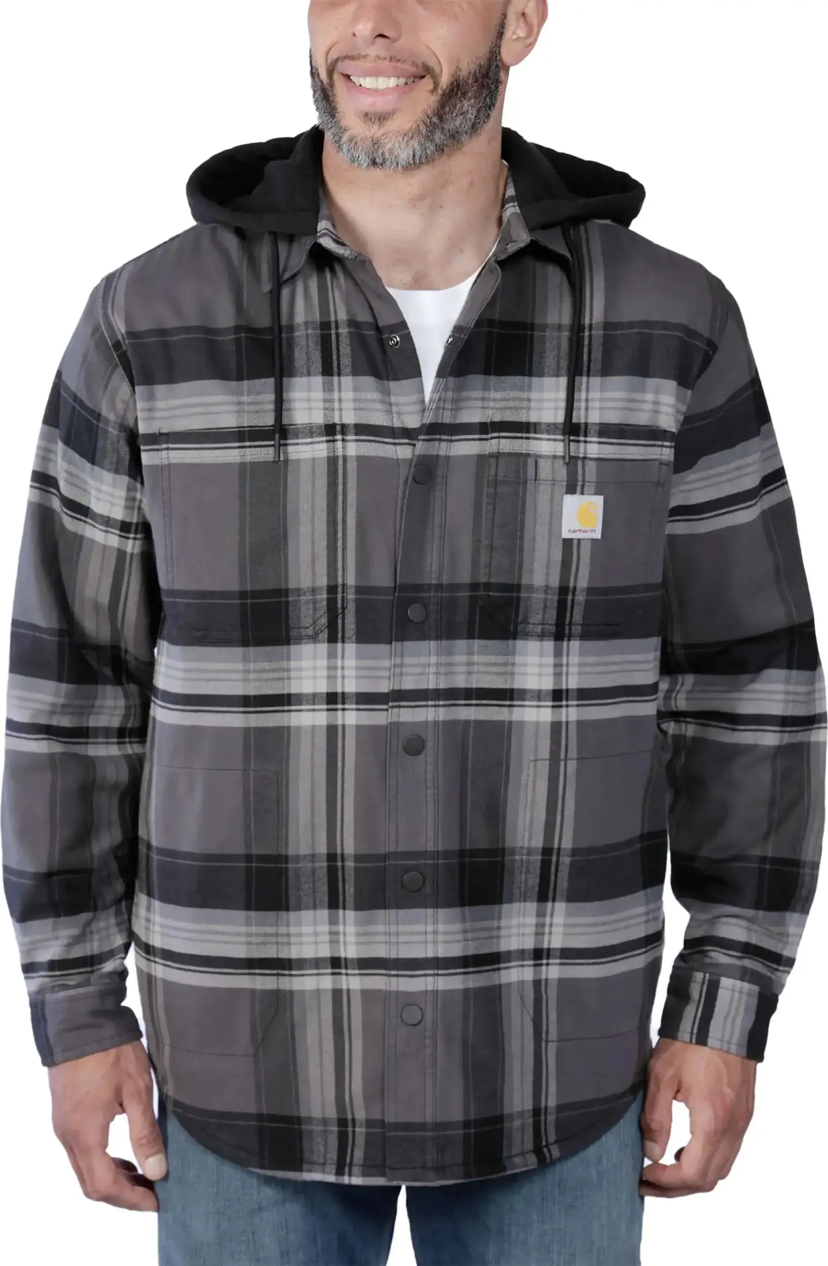 Carhartt Men's Flannel Fleece Lined Hooded Shirt Jacket Black | Buy Carhartt Men's Flannel Fleece Lined Hooded Shirt J