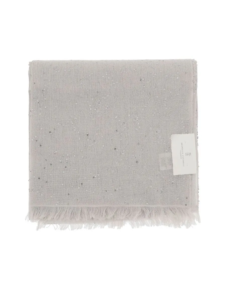 Cashmere Silk Scarf With Sequins