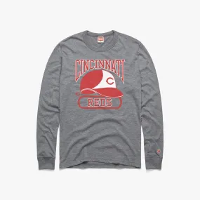 Cincinnati Reds Helmet Long Sleeve Tee