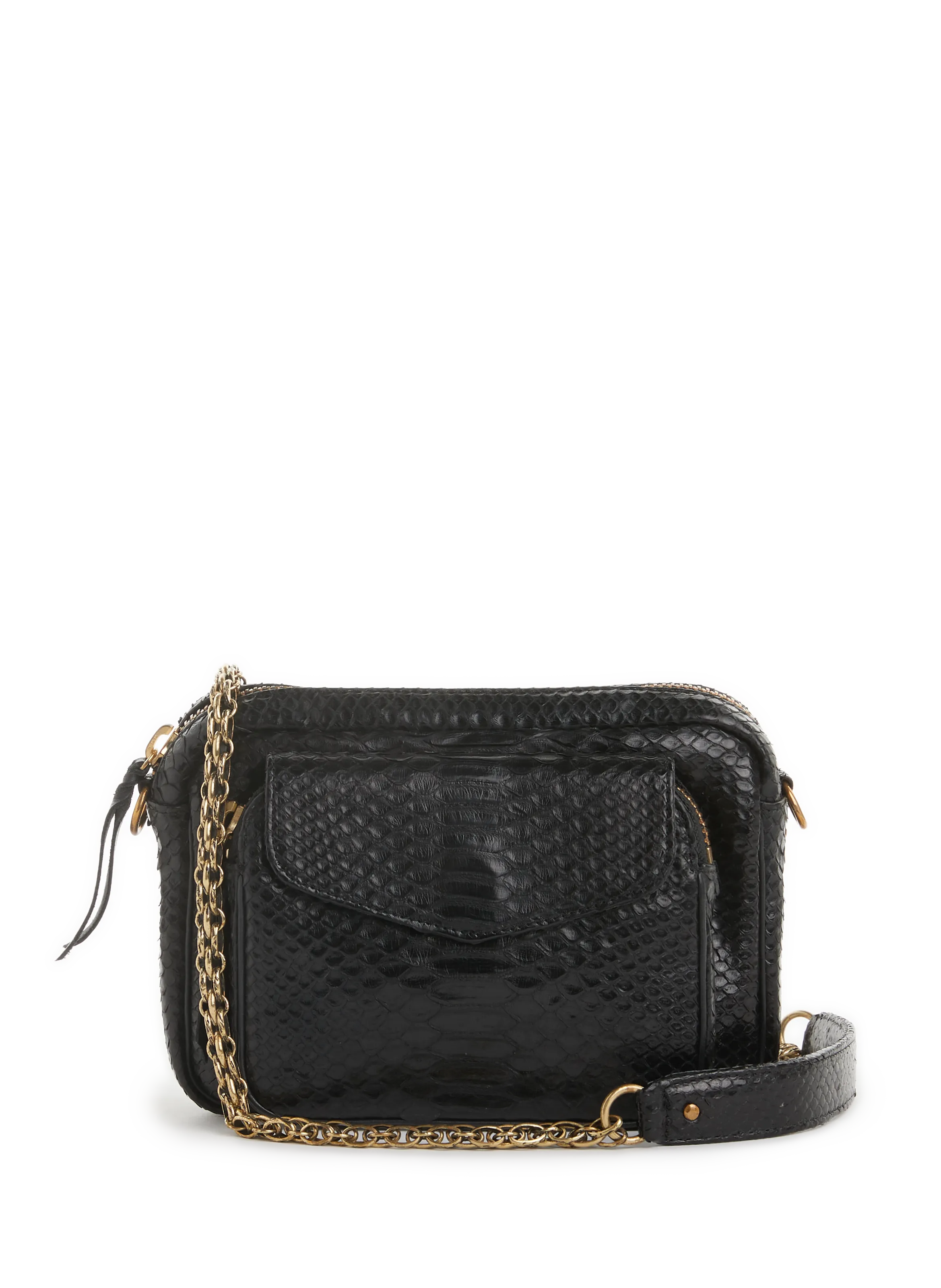 CLARIS VIROT  Charles python shoulder bag - Black