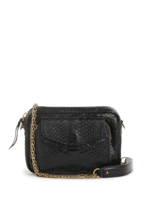 CLARIS VIROT  Charles python shoulder bag - Black