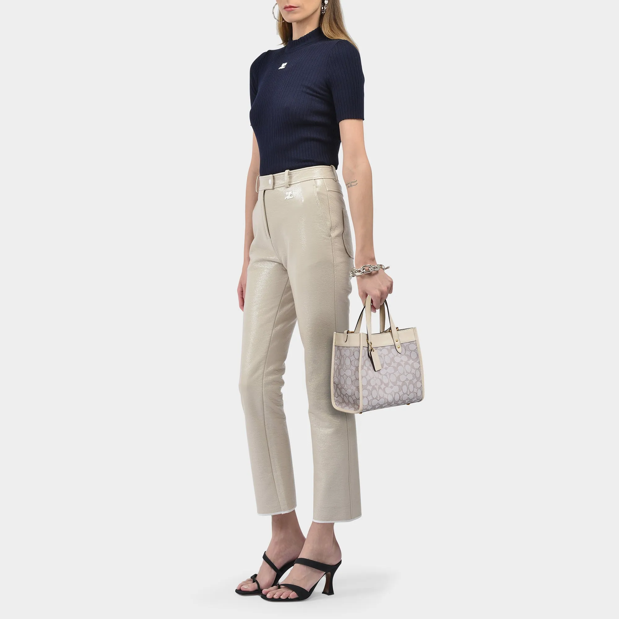 Coach  Tote 22 Bag in Beige Canvas