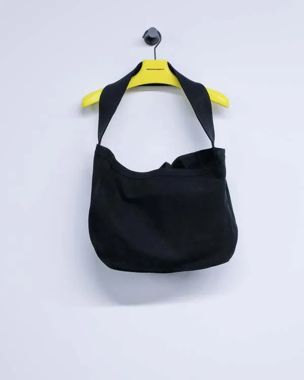 Cotton Canvas Newsboy Bag - Black