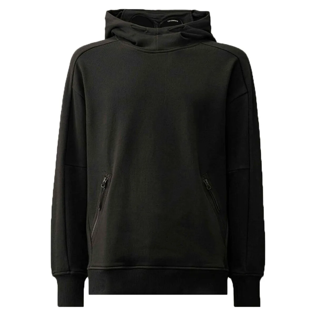 C.P. Company Diagonal Raised Fleece OTH Goggle Hoodie in Black