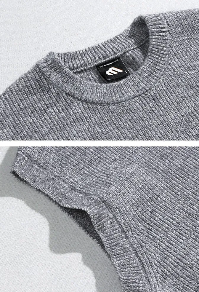 Crew Neck Ribbed Knit Vest