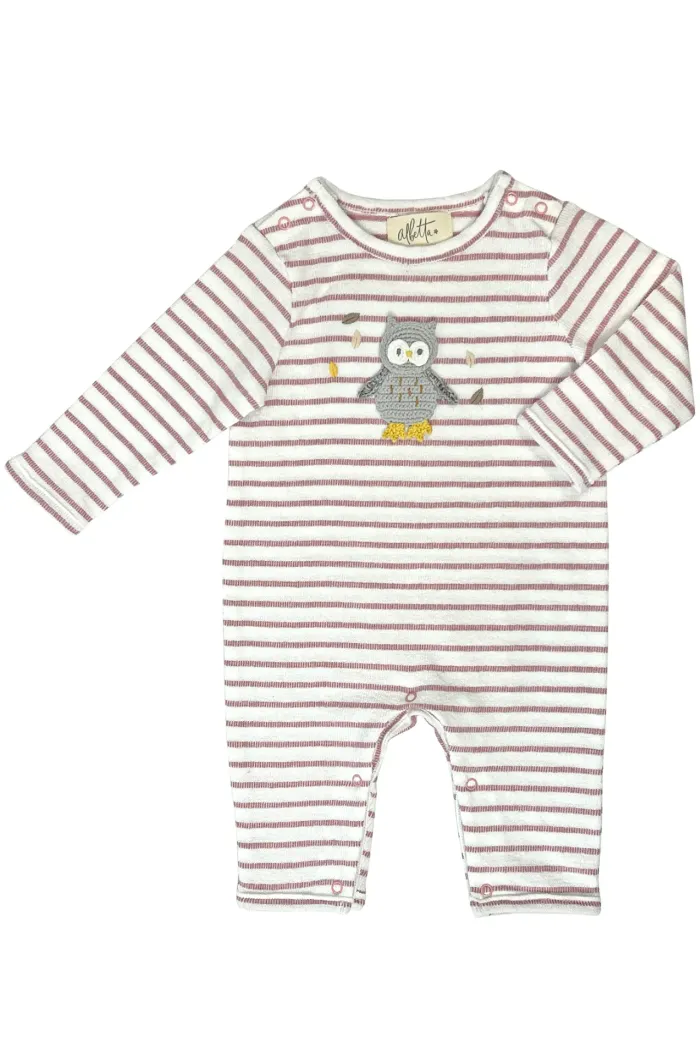 Crochet Owl Stripe Baby Romper