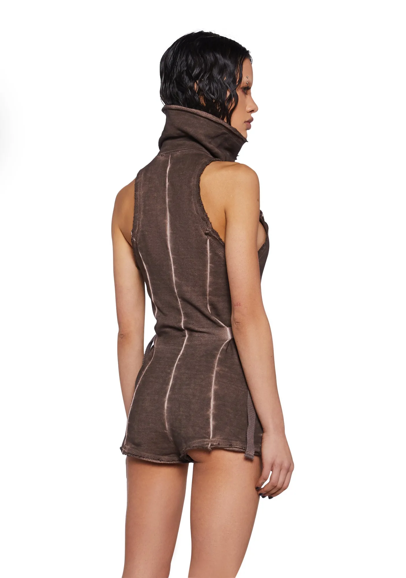 Crossfade Sleeveless Romper - Brown-