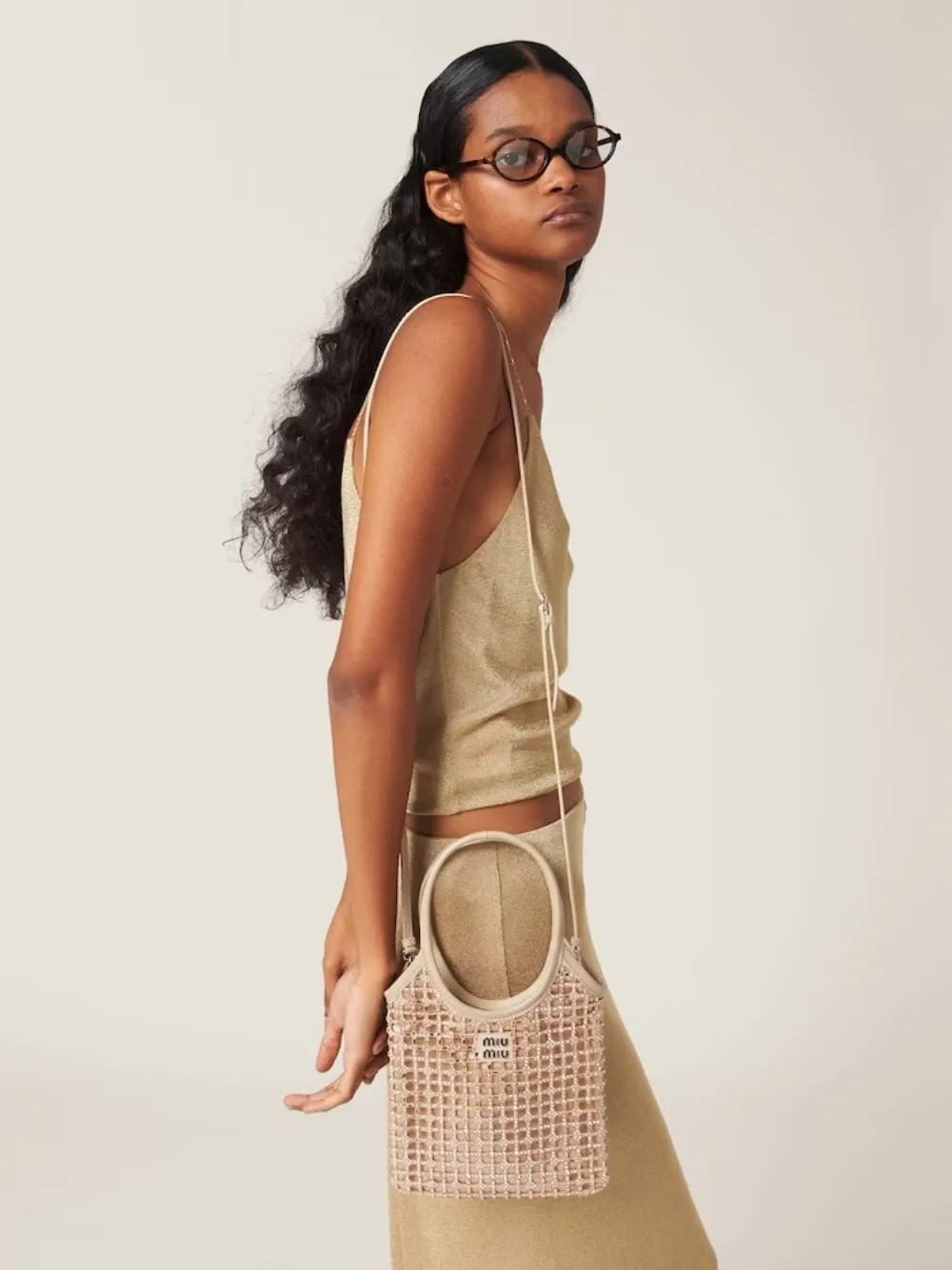 Crystal Embellished Satin Bag