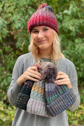 Cuffed Multicolored Pom Beanie