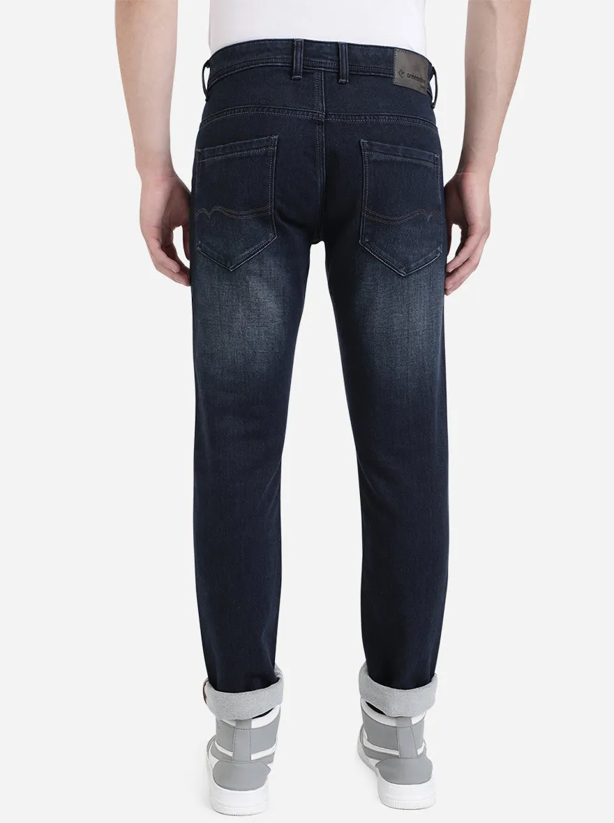 Dark Blue Solid Narrow Fit Jeans | Greenfibre