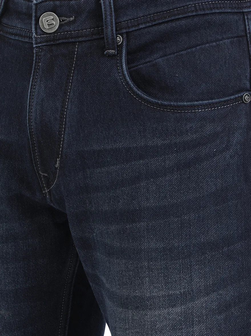 Dark Blue Solid Narrow Fit Jeans | Greenfibre