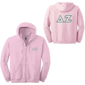 Delta Zeta Sorority Full-Zip Hoodie - G186 - TWILL