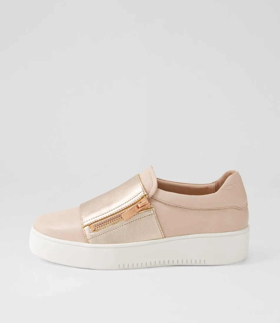 DJANGO & JULIETTE Laroon Pale Rose Gold Leather Sneakers