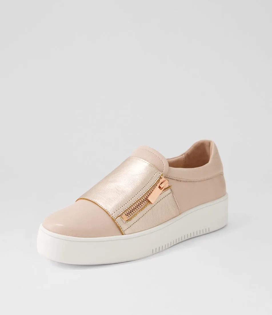 DJANGO & JULIETTE Laroon Pale Rose Gold Leather Sneakers