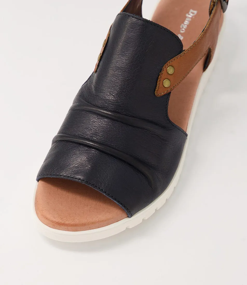 DJANGO & JULIETTE Madis Navy Dark Tan Leather Sandals Ws