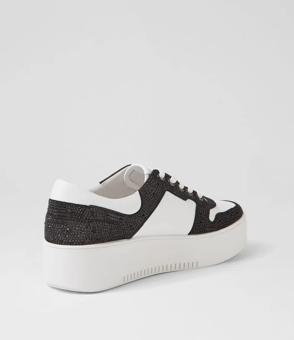 DJANGO & JULIETTE Wonah White Black Leather Jewels Sneakers