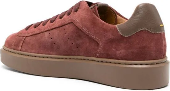 Doucal's lace-up suede sneakers Red