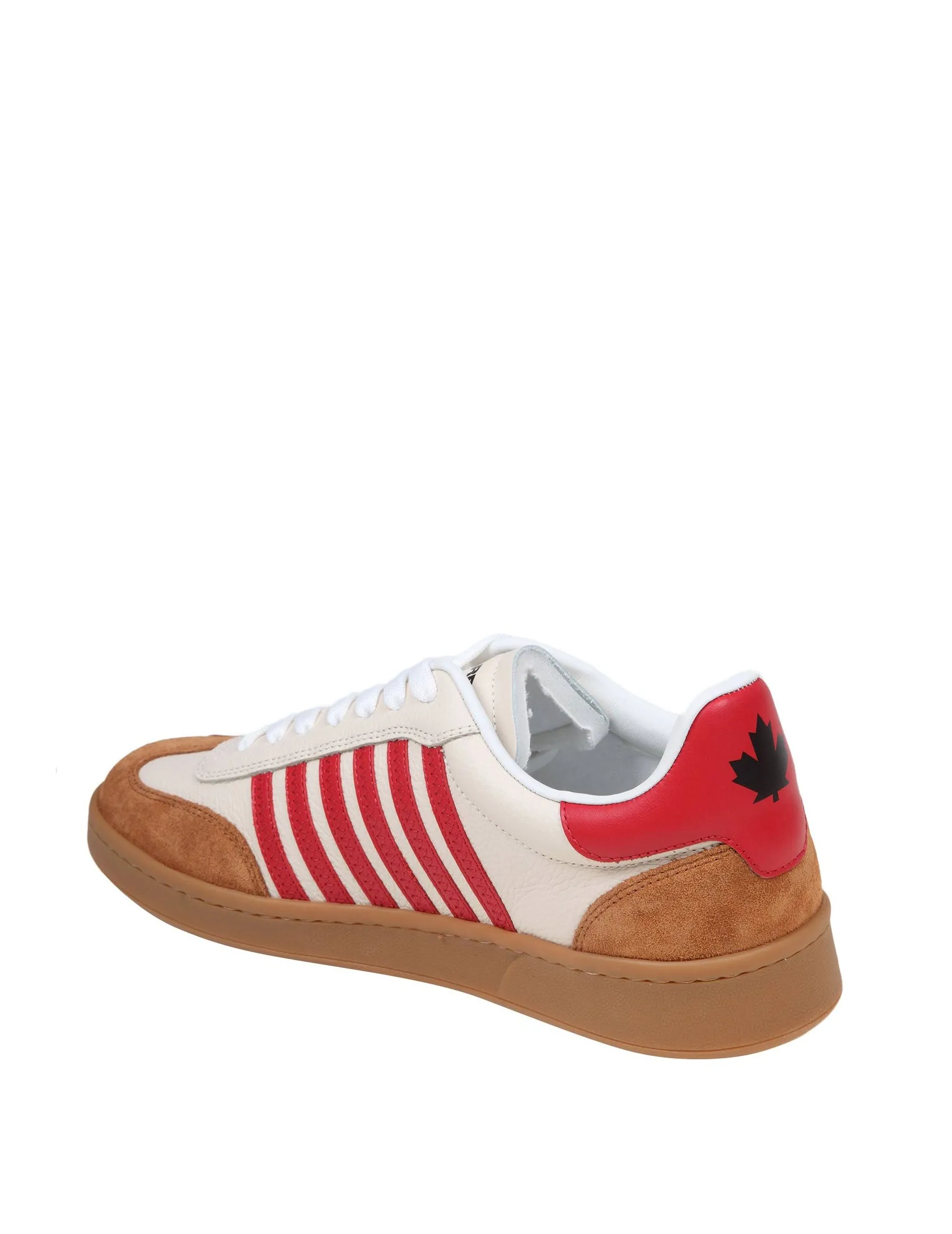 DSQUARED2 BOXER SNEAKERS IN WHITE/RED LEATHER AND SUEDE