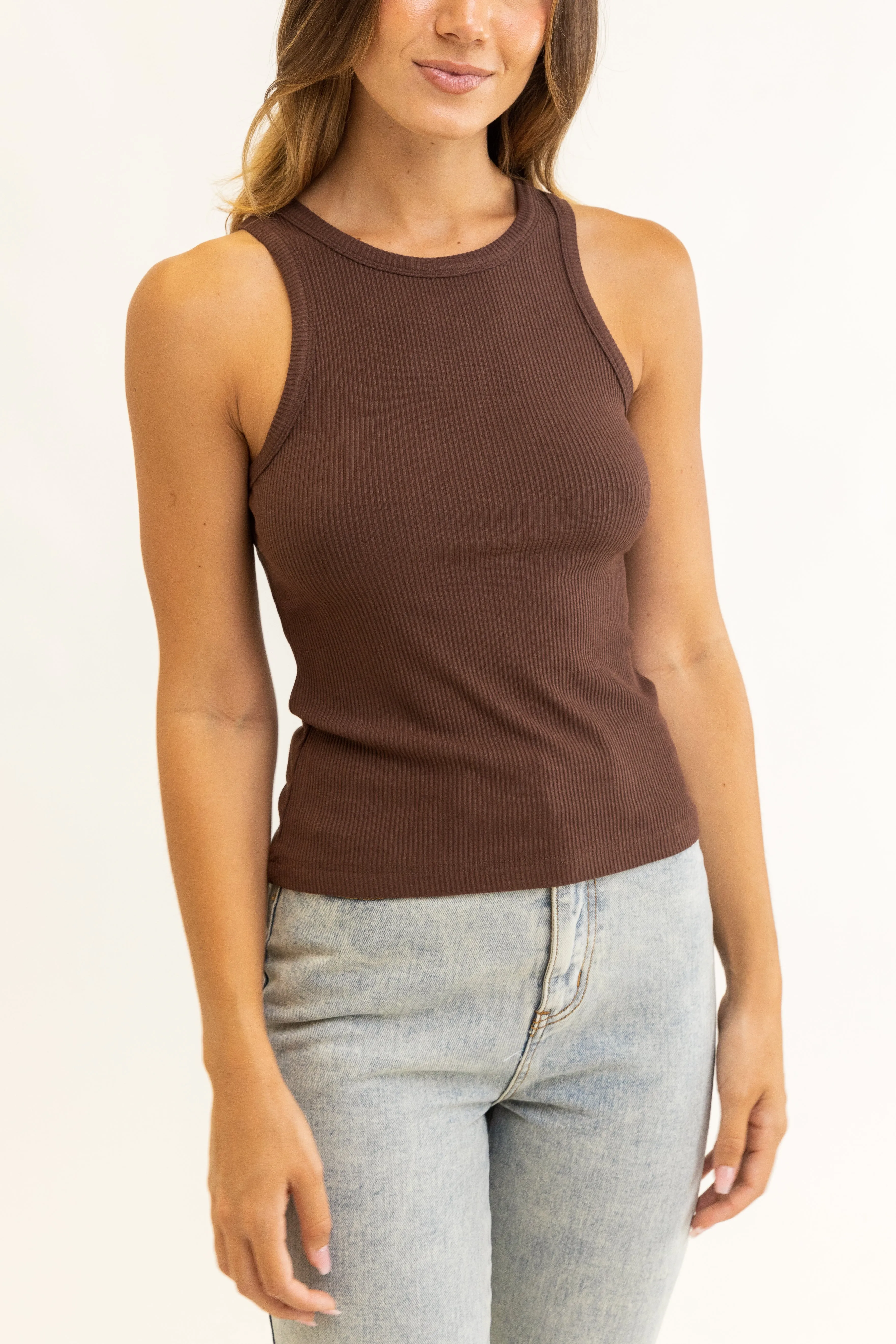 Easy Wear Rib Tank Chocolate