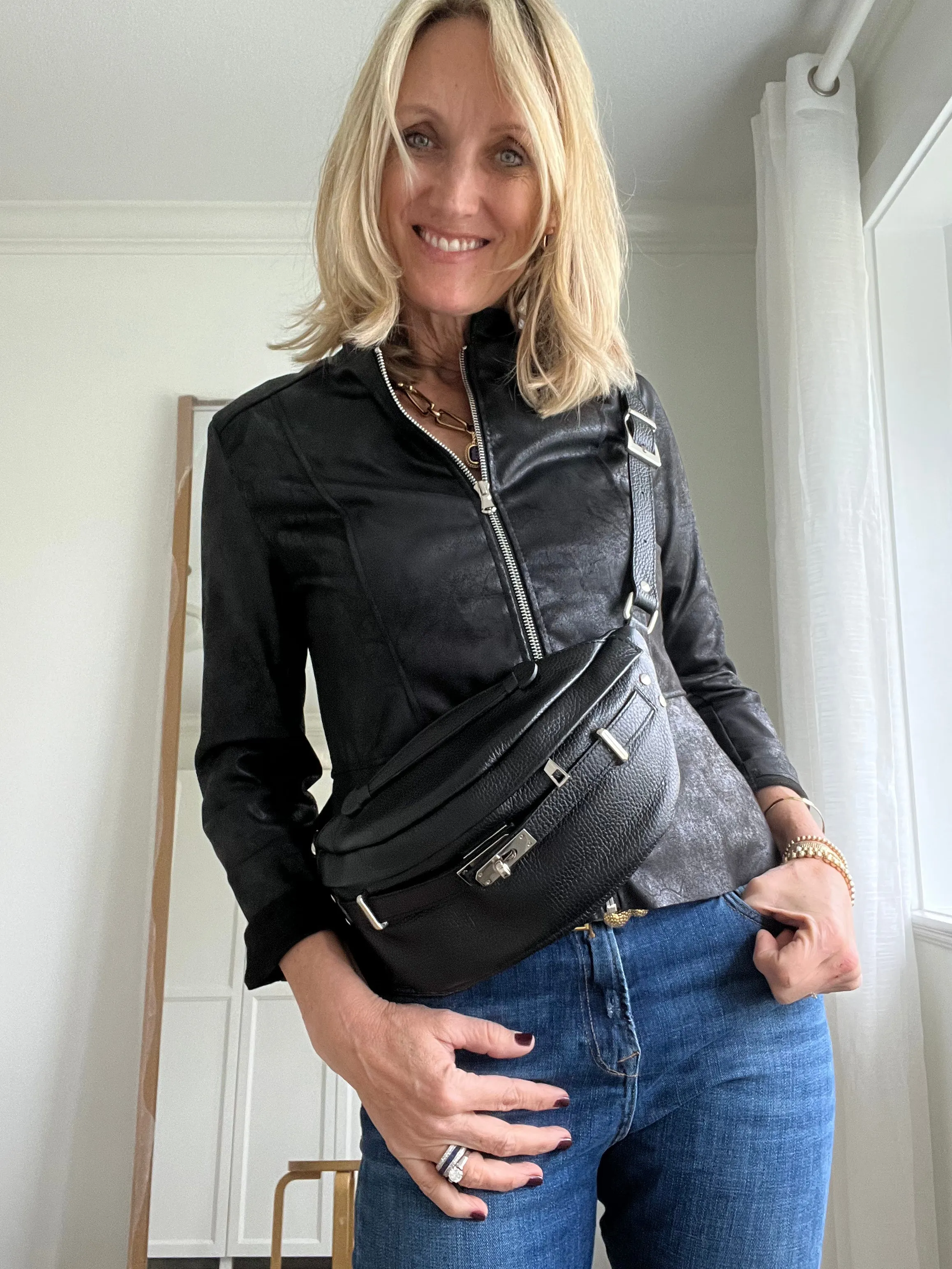 Faux Leather Zip Jacket