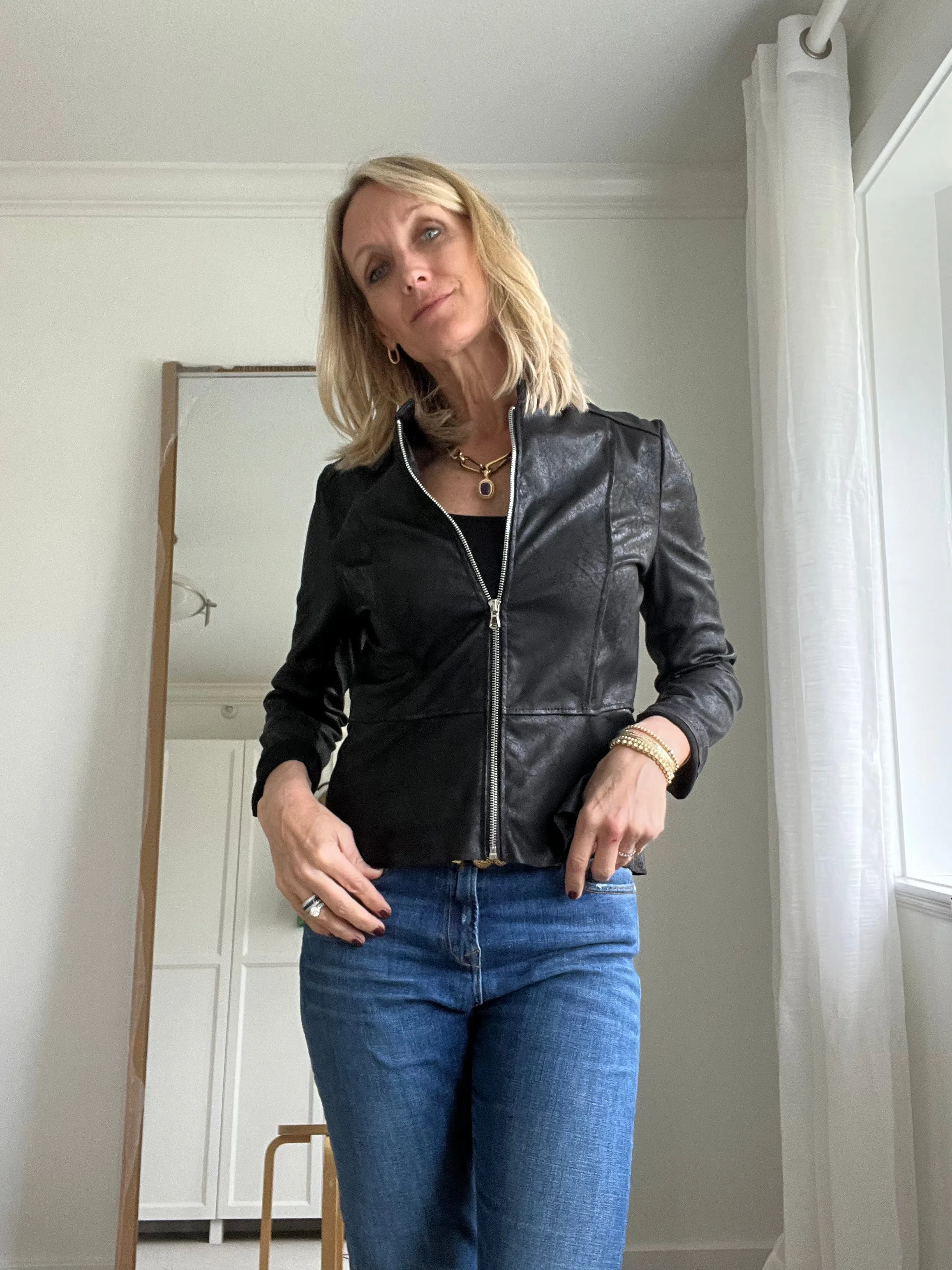 Faux Leather Zip Jacket