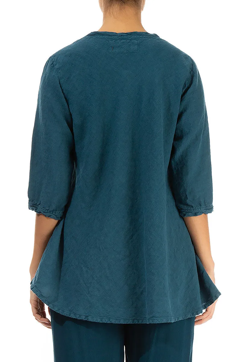 Flared Dark Teal Linen Tunic