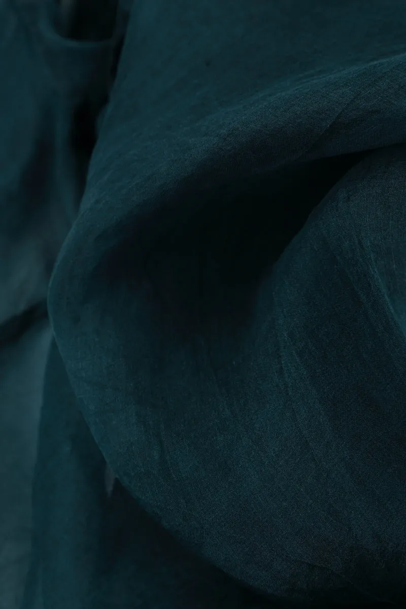 Flared Dark Teal Linen Tunic
