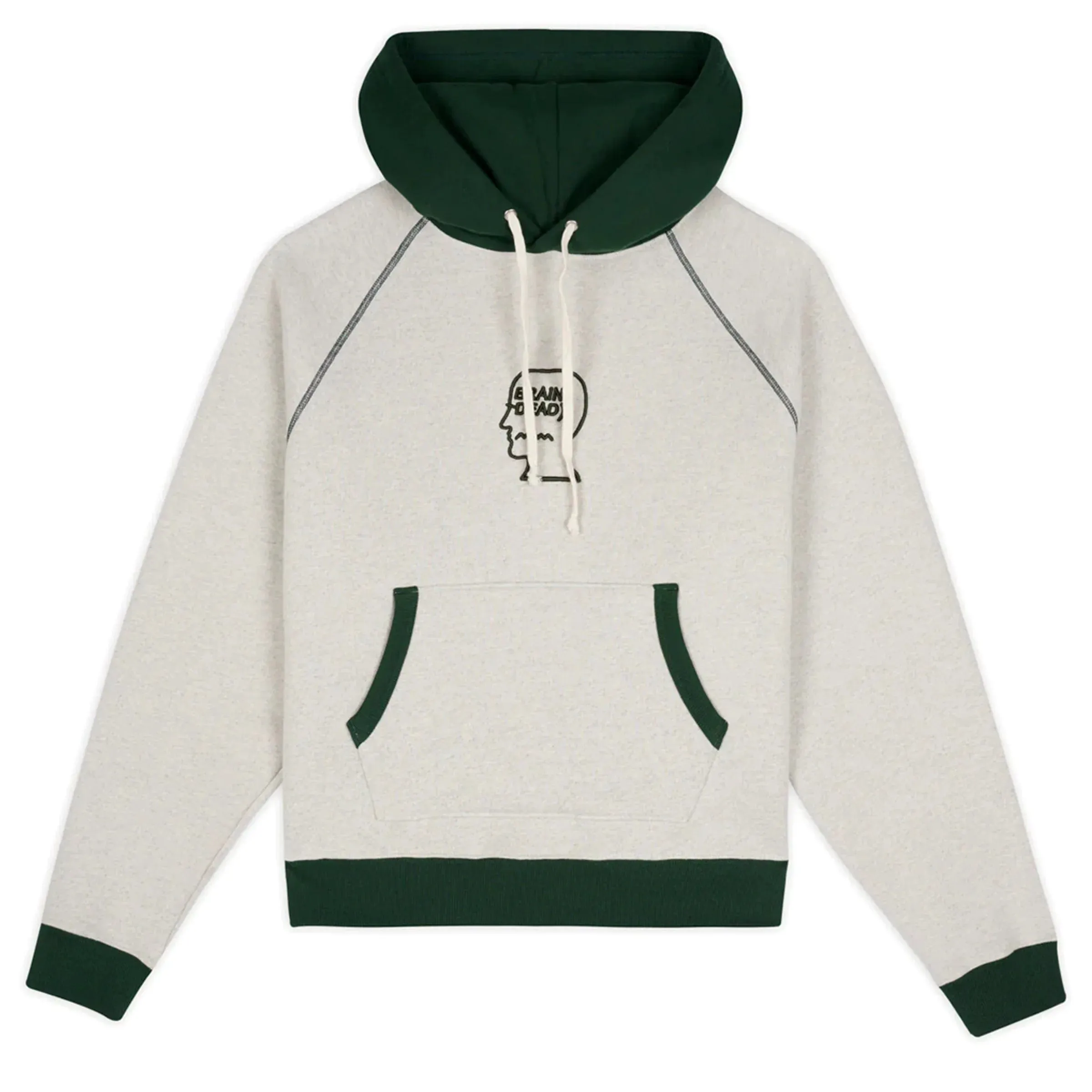 FLEECE LOGO HEAD RAGLAN HOODIE OATMEAL GREEN | Bodega