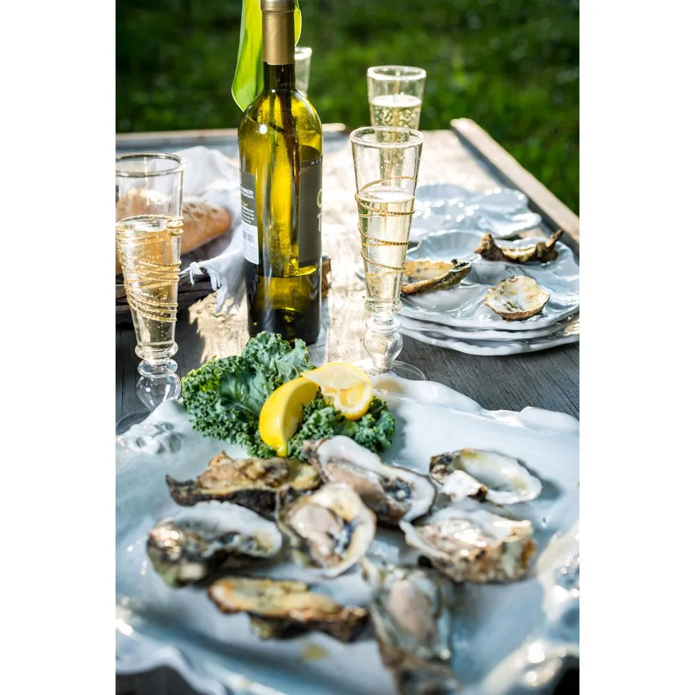 Fleur De Lis Oyster Plate - White