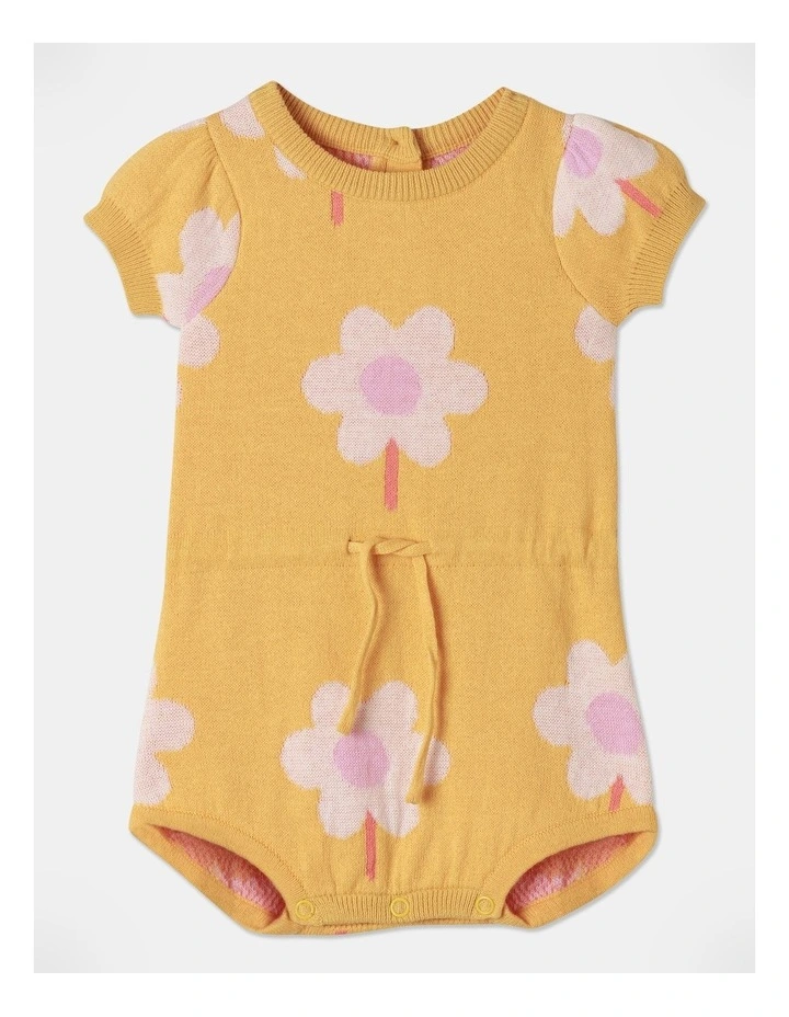 Flora Knit Romper in Yellow