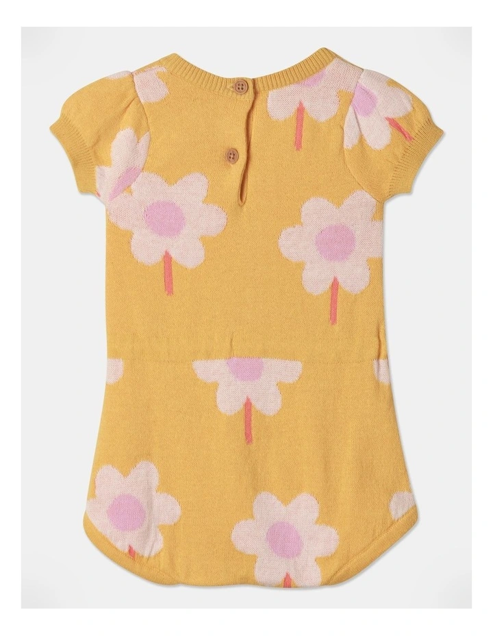 Flora Knit Romper in Yellow