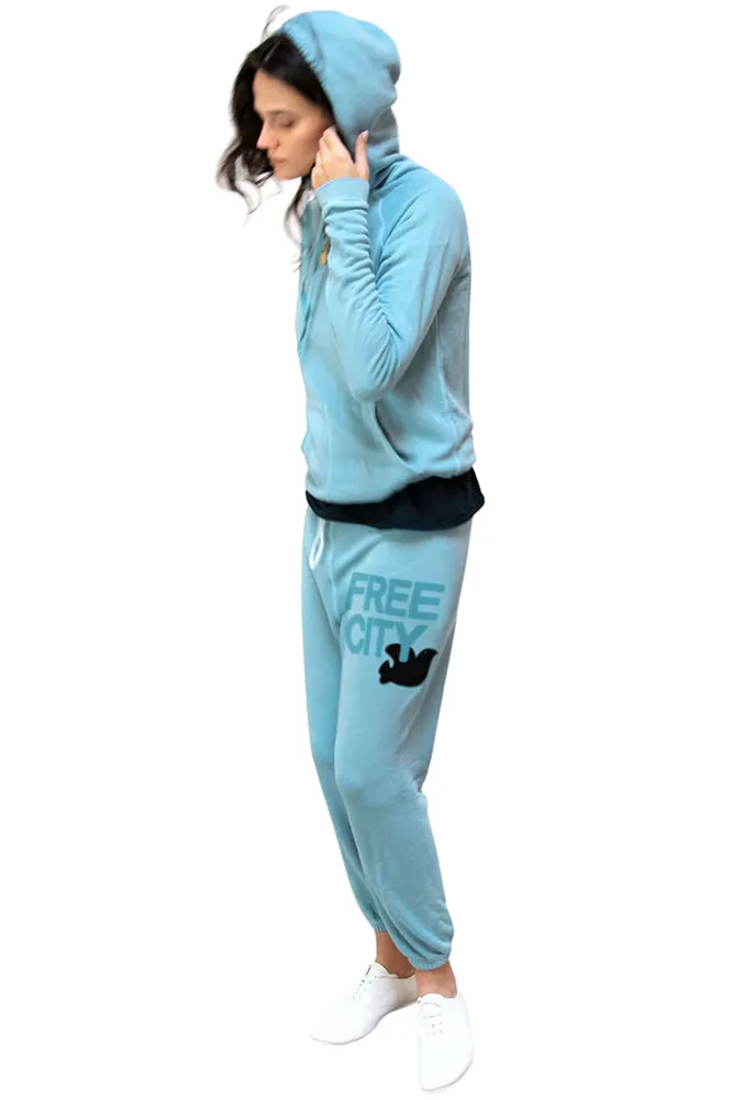 FREE CITY Superfluff Lux Pullover Hoodie in Blue Water Splash