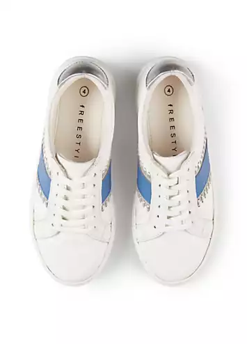 Freestyle Esme Stripe White Leather Trainers | Grattan