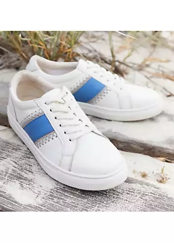 Freestyle Esme Stripe White Leather Trainers | Grattan