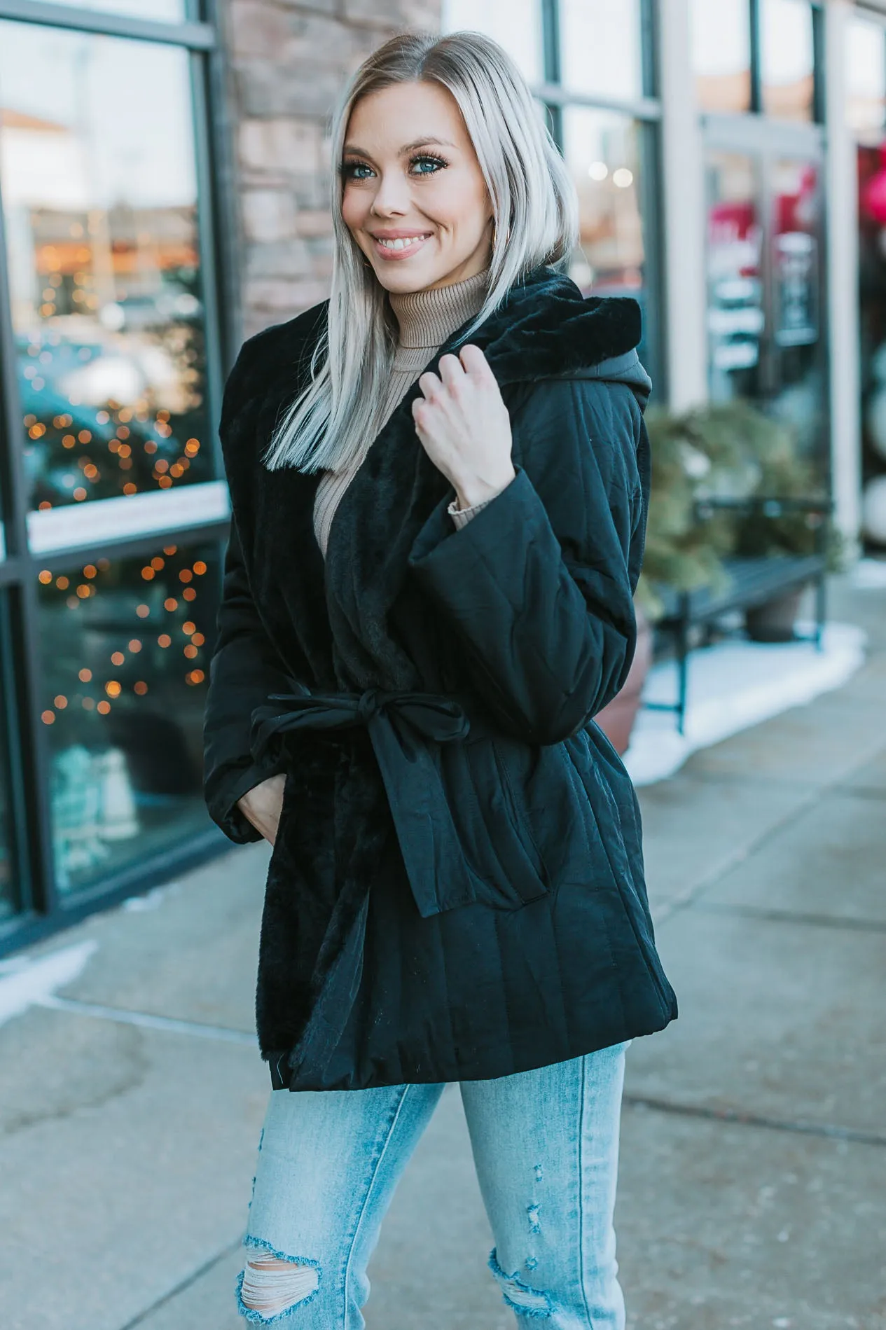 Fur Trimmed Hooded Puffer Jacket