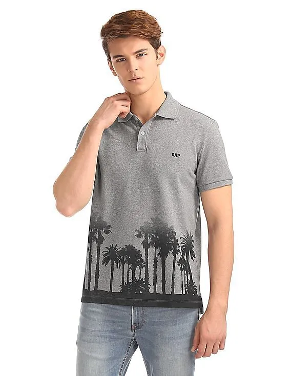 GAP Men Grey Printed Polo