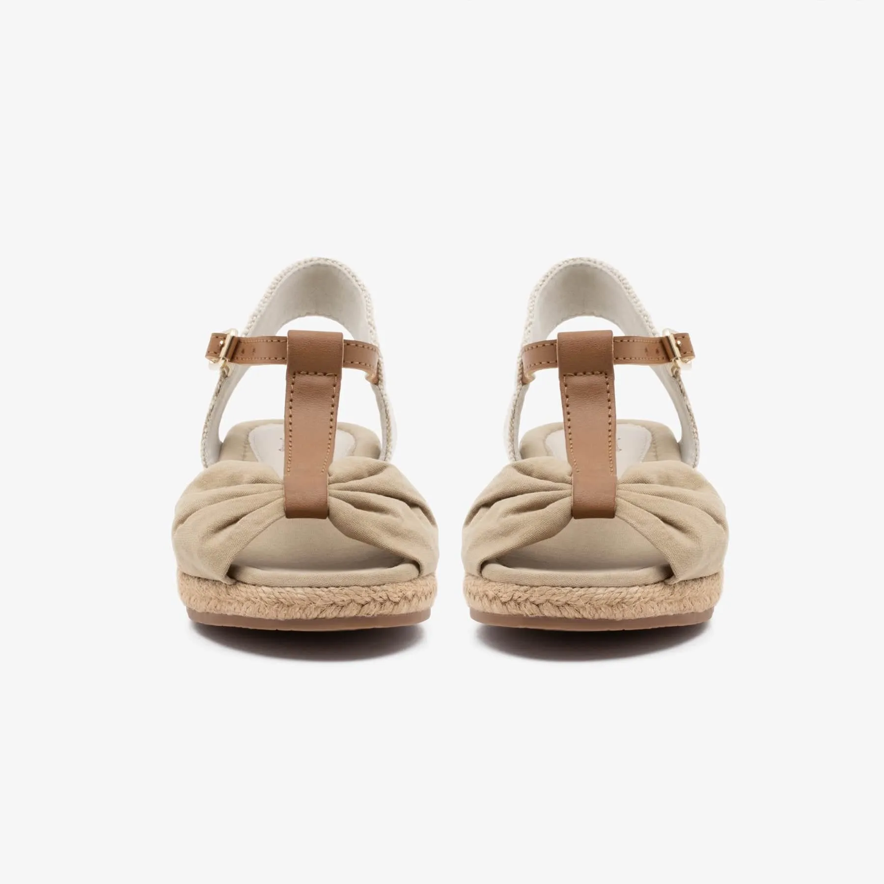 Girl's Beige Canvas Wedge Sandals