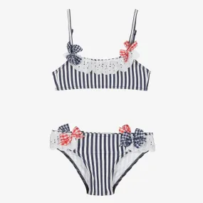 Girls Blue Striped Bikini