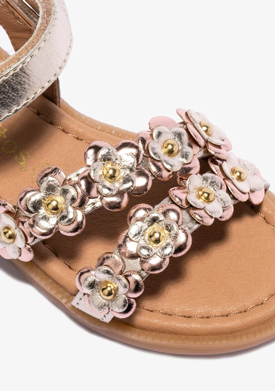 Girl's Gold Flowers Sandals Napa