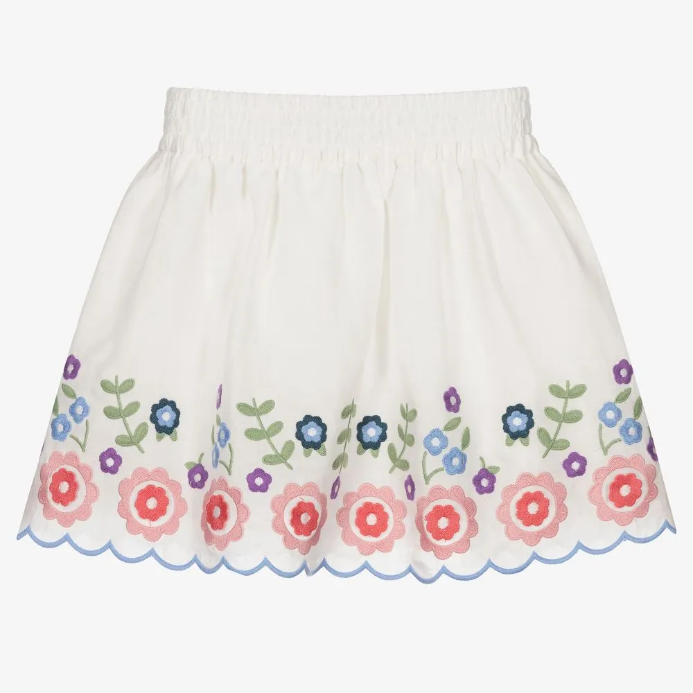 Girls Ivory Ramie Skirt