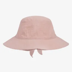 Girls Pink Organic Cotton Seersucker Hat