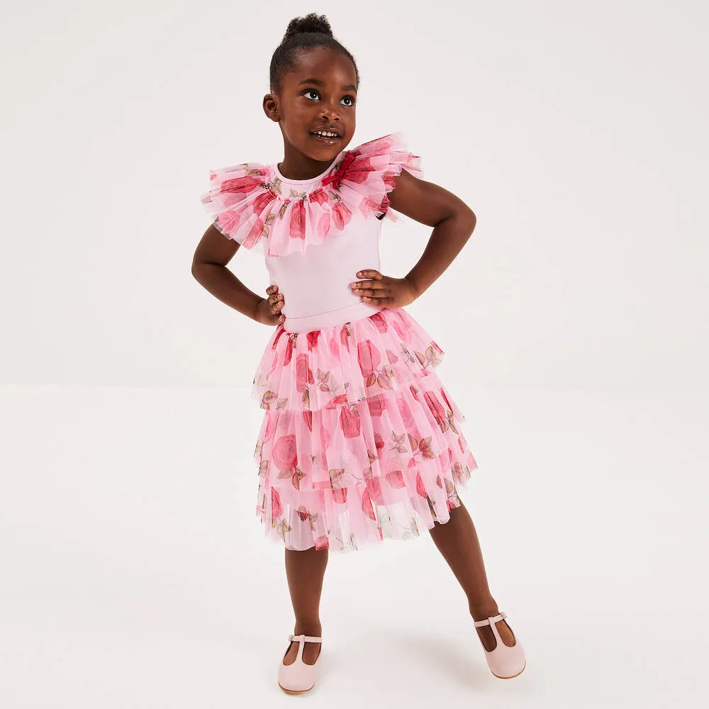 Girls Pink Rose Tulle Skirt