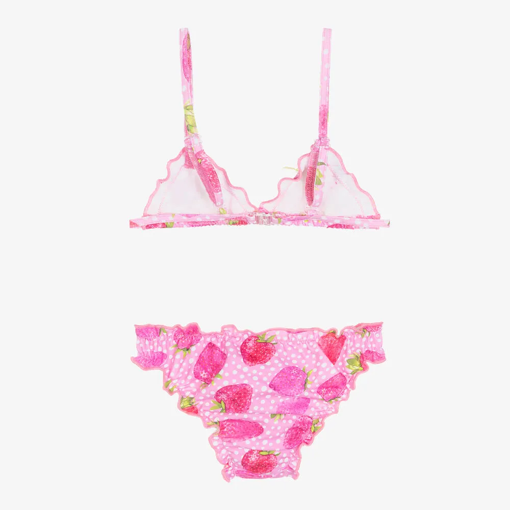 Girls Pink Strawberry Bikini