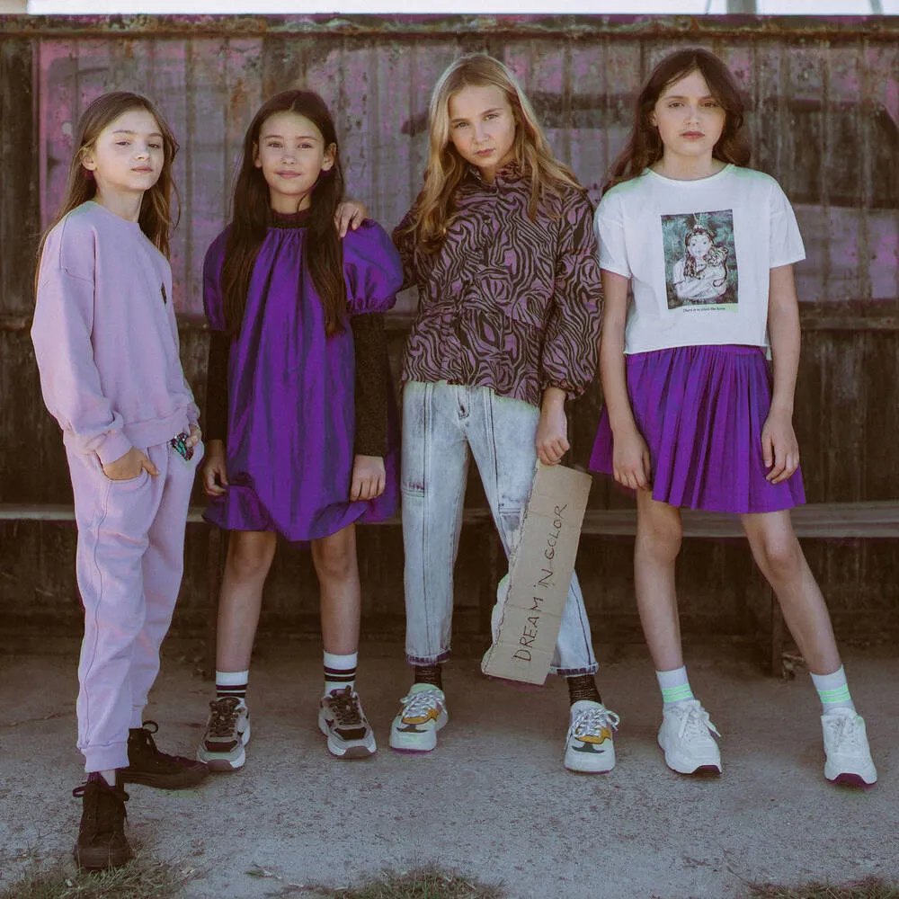 Girls Purple Pleated Skirt
