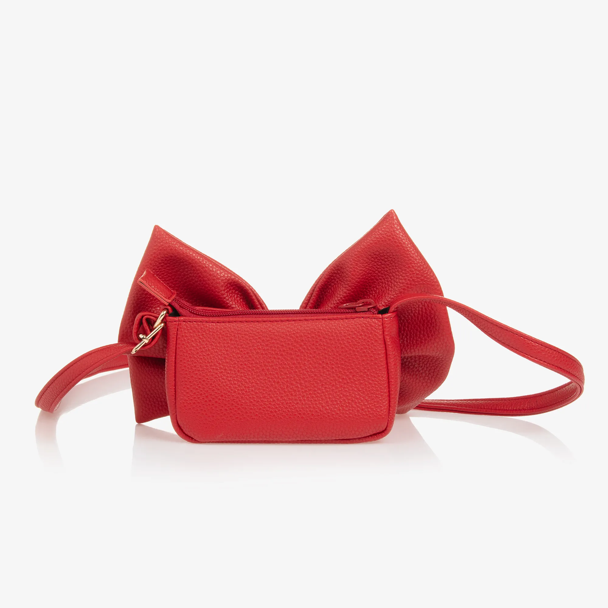 Girls Red Faux Leather Bow Shoulder Bag (14cm)